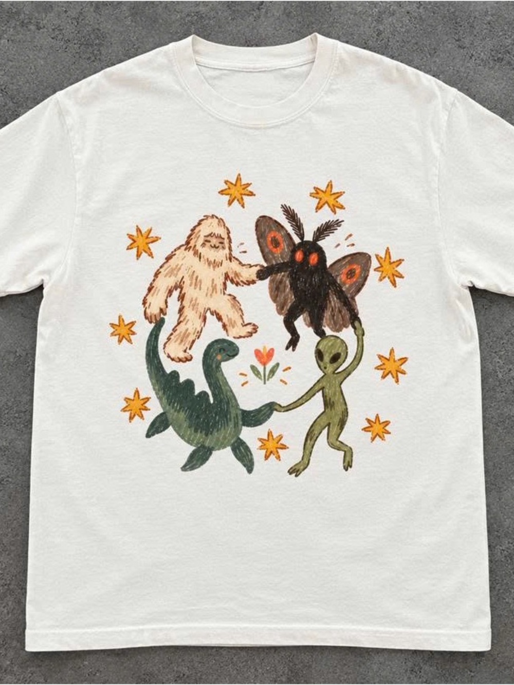 Graphic Tee with Friendly Monster Dance